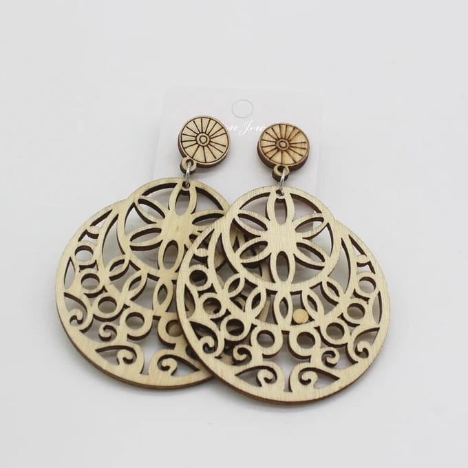 Jomide Oorhangers - Natuurlijk Beige Hout - Dames