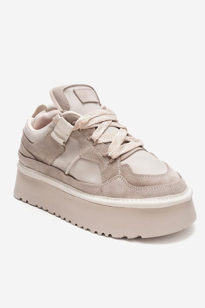 Riven Leren Platform Sneaker Dames
