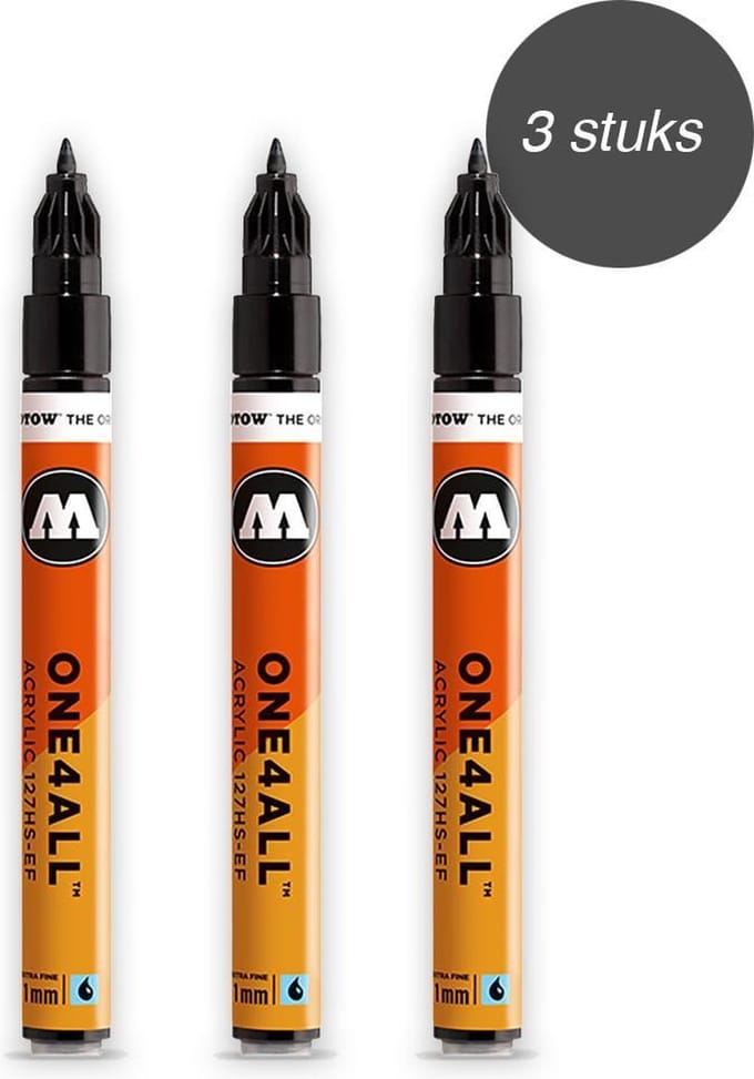 Molotow One4All Zwarte 1mm Verfstiften Set - 3 Stuks 127HS-EF
