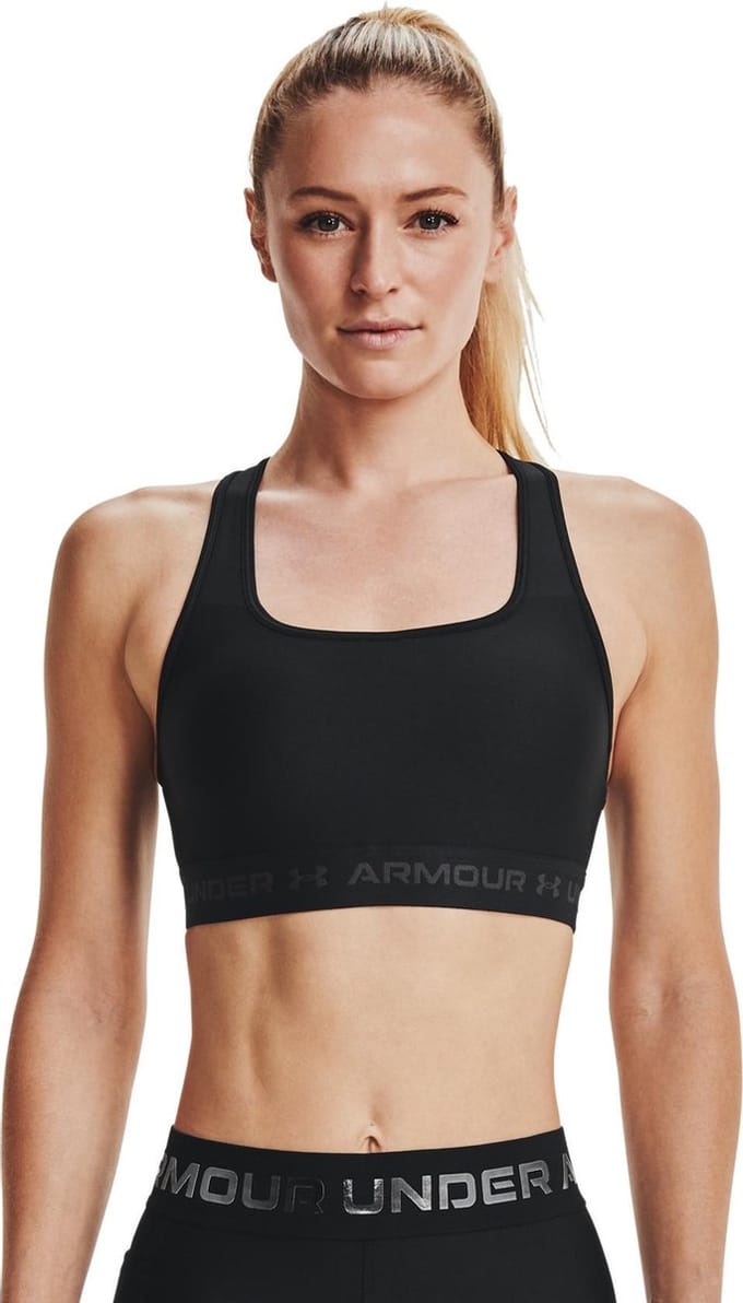 Under Armour Crossback Mid Bra-BLK Dames Sportbeha - Zwart - Jet Grijs