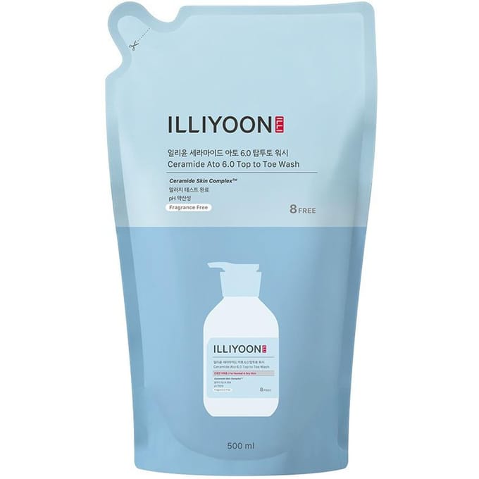 Illiyoon Ceramide Ato 6.0 Top tot Teen Was Zachte Diepe Hydratatie Navulling 500ml white