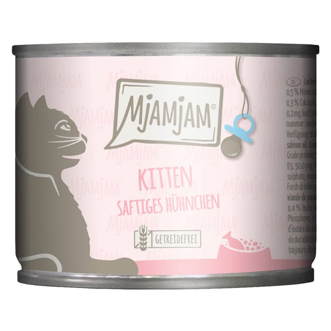 Voordeelpakket 24x200g MjAMjAM Kitten Sappige Kip met Zalmolie Natte Kattenvoer