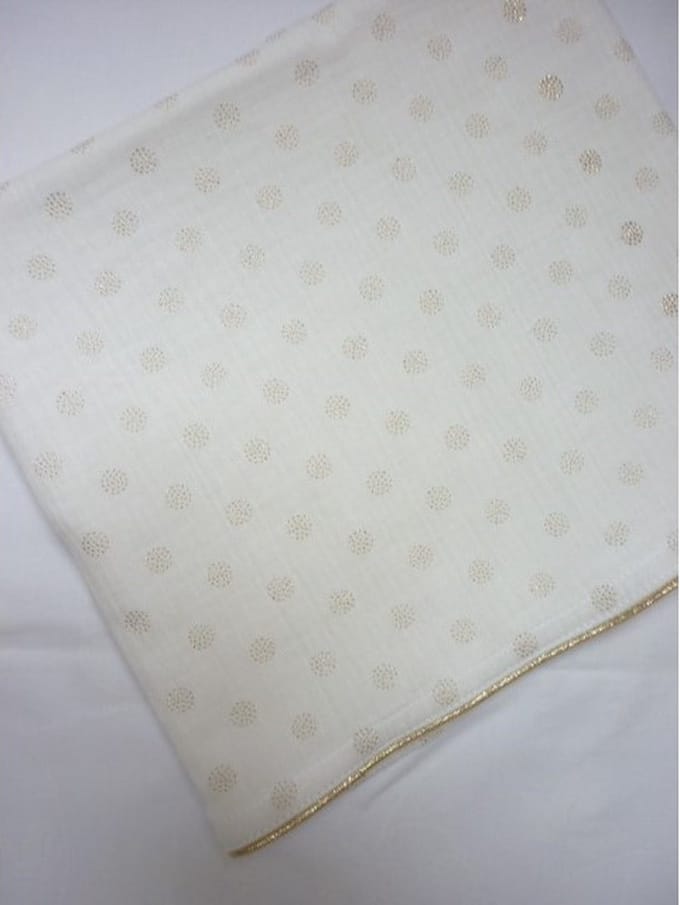 Oogappel Gold Dots Hydrofiel Ledikantlaken 100x150 cm- Offwhite-Goud