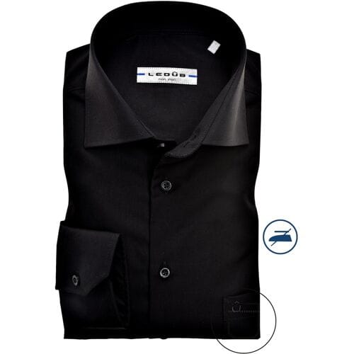 Ledûb Overhemd Non Iron Uni Modern Fit Zwart / male