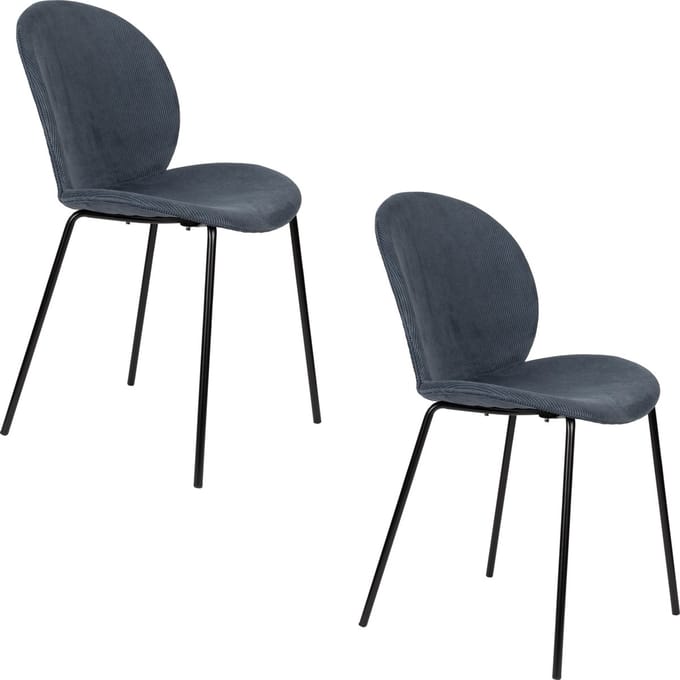 Zuiver Bonnet Eetkamerstoelen Grijs/Blauw - Set van 2