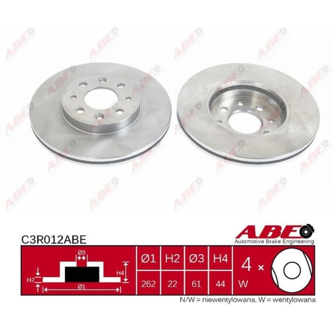 Remschijf ABE C3R012 voorkant, geventileerd, sterk gecarboniseerd, 1 Stuk