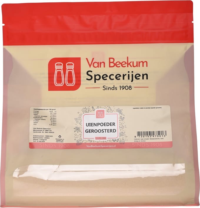 Van Beekum Specerijen - Uienpoeder Geroosterd - 1 KG (hersluitbare stazak)