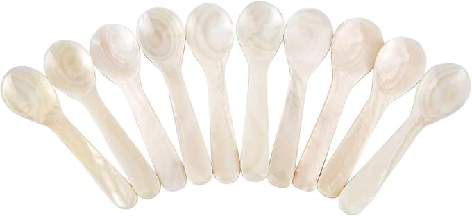 Cuhostki - 10 Stuks - Schelplepel - Parelmoer - 7CM-Kaviaarlepel