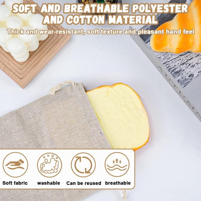 Solidchoice - Set van 10 Katoenen Zakjes met Touwsluiting, 15x20 cm