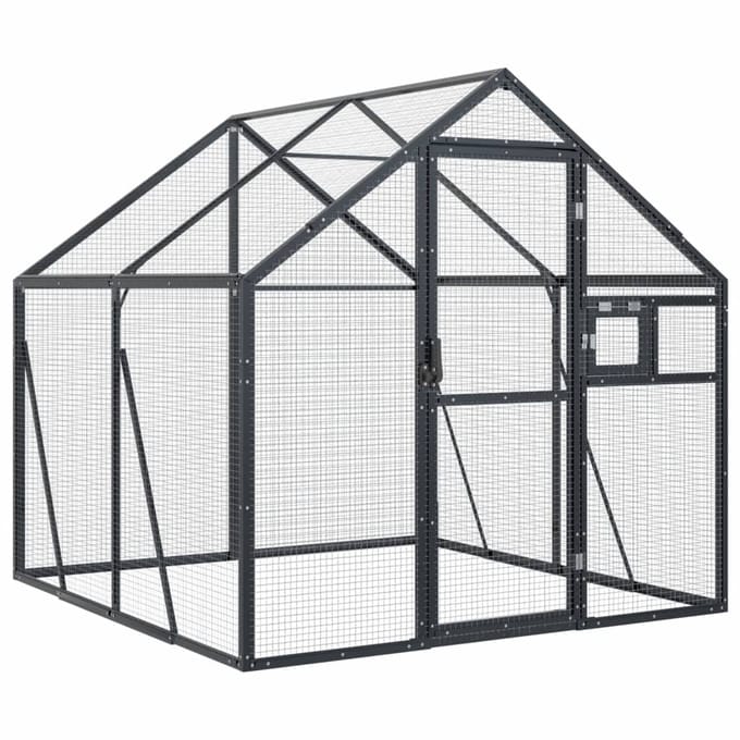 vidaXL Volière 1,79x2x1,85 m aluminium antracietkleurig