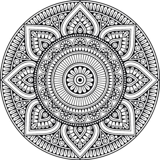 Placemat vinyl | Mandala zwart wit | 4 stuks