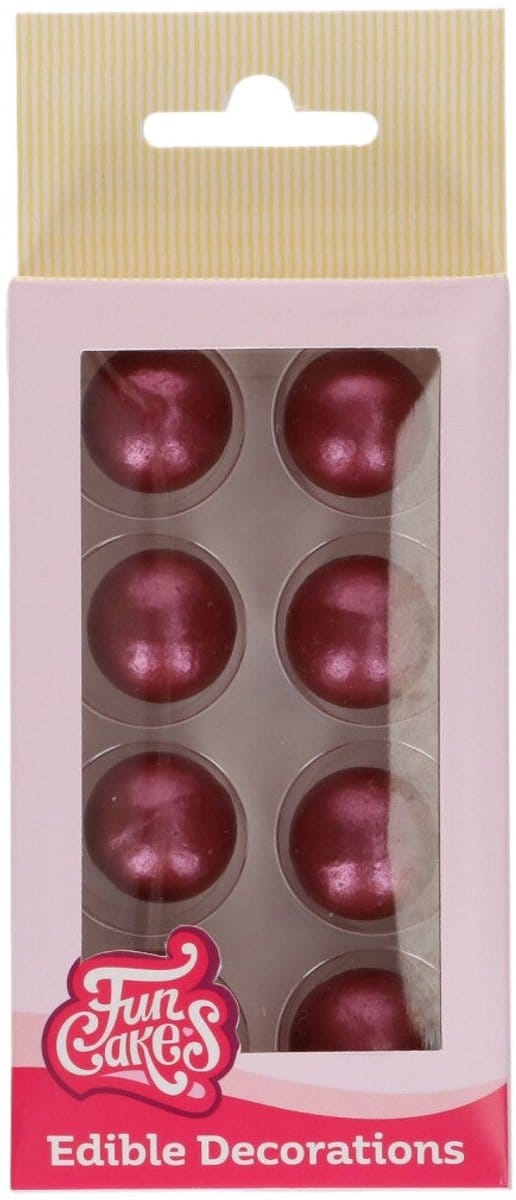FunCakes Chocolade Decoraties - Kerstmis - Kerstballen Rood - Set/8