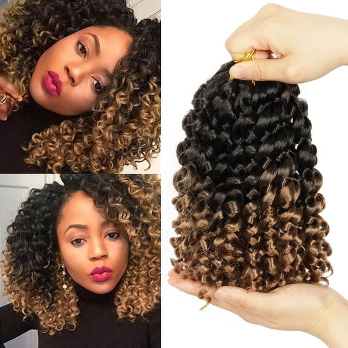 3 Stuks Gehaakt Haar Extensions - 20 cm Krullend Ombre Vlechthaar