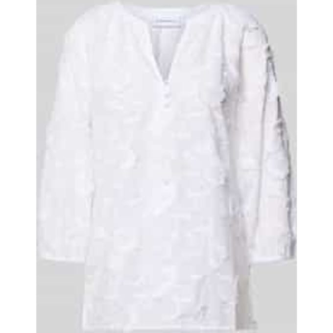 regular fit blouse met V-hals en 3/4-mouw