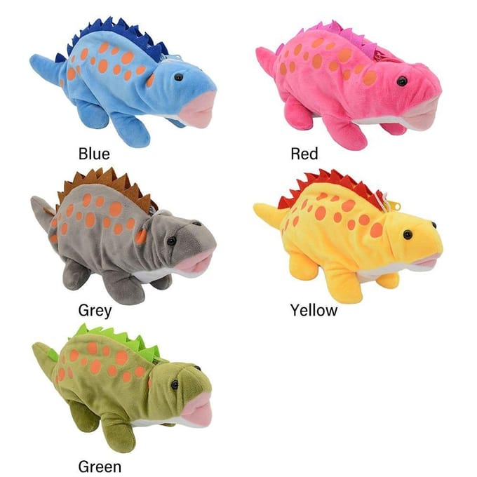 Dinosaurusvormige Etui Creatieve Grote Capaciteit Pluche Etui Pennendoos School Kantoor grijs