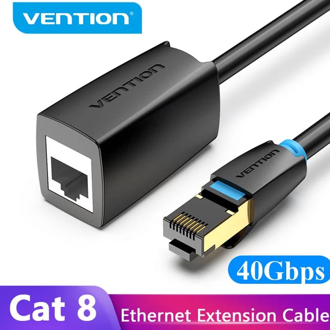 Vention Ventie Cat8 Ethernet Verlengkabel SFTP 40 Gbps RJ45 Extender Patch Cord Adapter voor Router Modem PC Cat 8 Ethernet Kabel Cat8 Extension