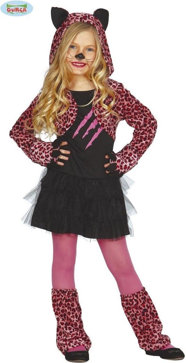Fiestas Guirca Luipaardjurk Meisjes Polyester Roze Mt 5-6 Jaar