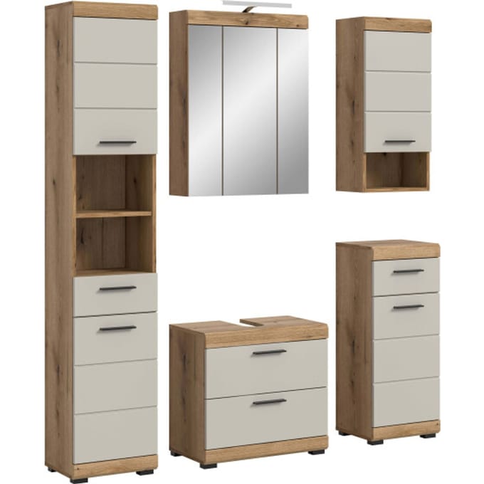 Scout badkamercombinatie kasjmier mat MDF TZ Evoke Oak NB - 34x164x191cm