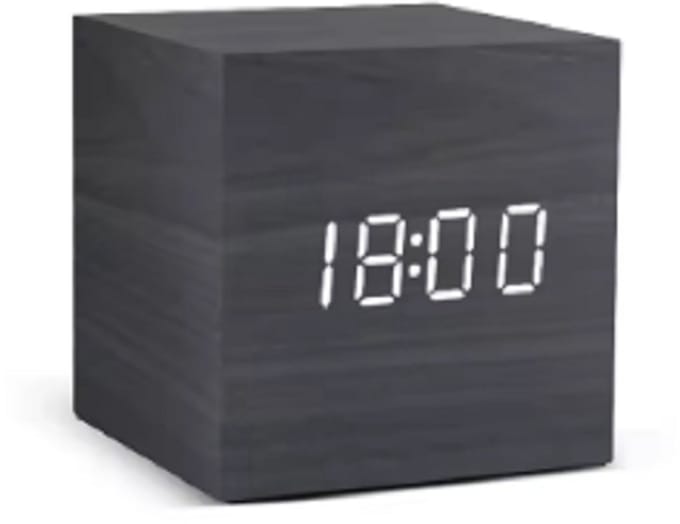 Houten Digitale Klok - Multifunctioneel - USB- Batterijen - Witte led - 6 CM