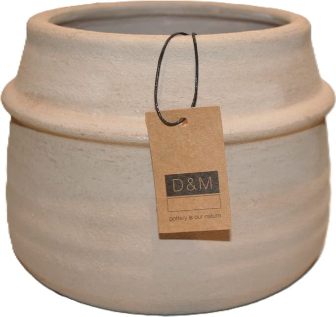 D&M Deco Bloempot Chive Wit-Beige D 22 cm H 15 cm Opening 14.5 cm