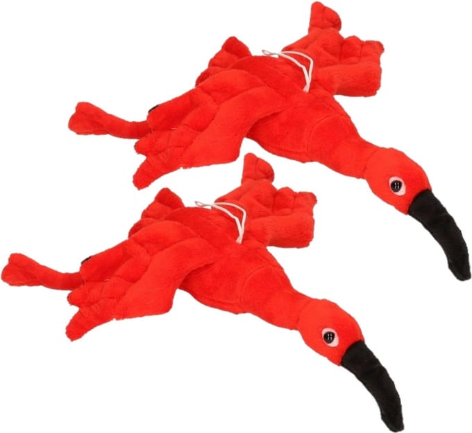 Cornelissen - 2x - Pluche rode Ibis vogel knuffel - 34 cm - tropische vogels