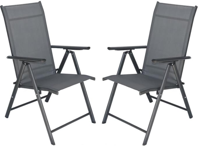 Tuinstoelen met 7 standen, set van 2 stuks grijs