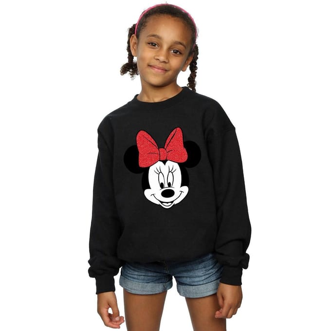 Disney Meisjes Minnie Mouse Hoofd Sweatshirt (Zwart)