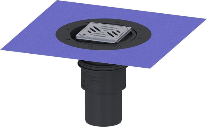 KESSEL-vloer-/plafondafvoer Practicus - DN 100, vert., Variofix, designrooster, 45210.53