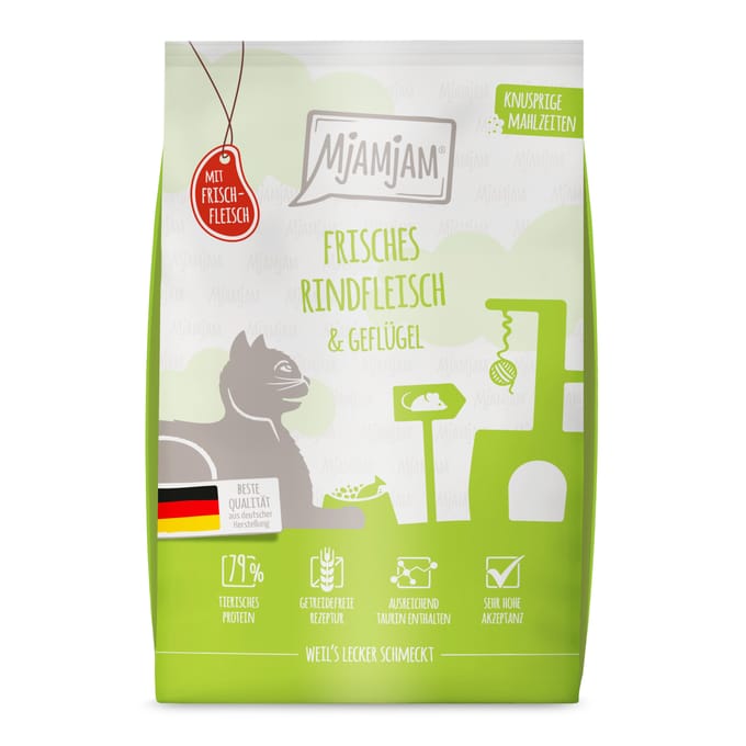 1,5kg MjAMjAM Knapperige Maaltijden Rund & Gevogelte Kattenvoer droog