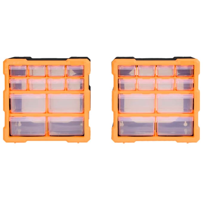 vidaXL - Organisers - met - 12 - lades - 2 - st - 26,5x16x26 - cm