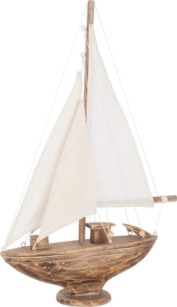 J-Line decoratie Zeilboot Noa - hout - bruin - medium