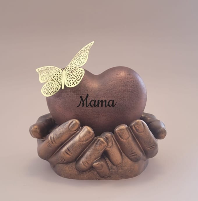 Urn hart in handen - mama - 450 ml - koper, brons