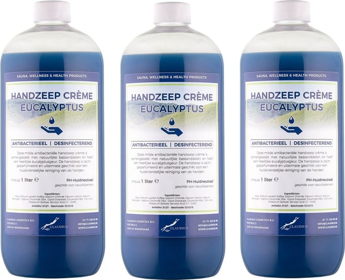 Handzeep Crème Eucalyptus 1 liter - set van 3 stuks