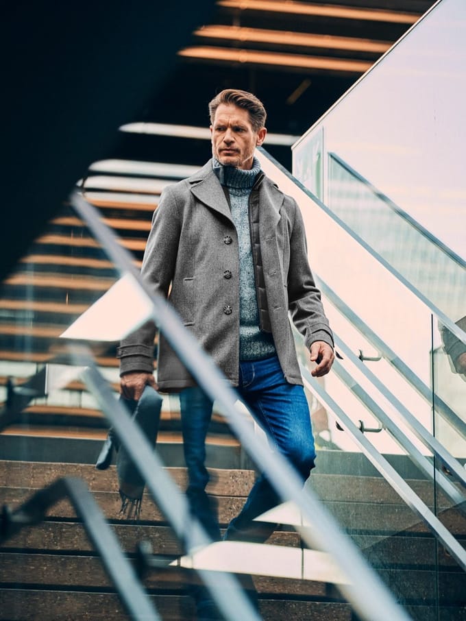 Steppin' Out Caban Coat Wol Grijs - Maat 52 - Heren - Mantels
