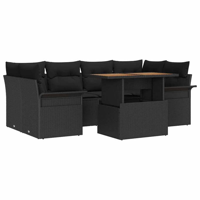 vidaXL - Tuinbank - Set - 7 - st - Zwart