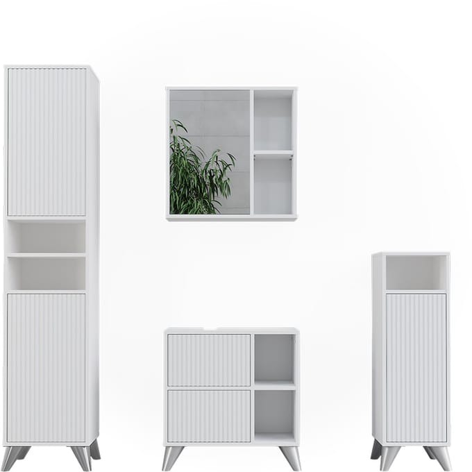 Vicco Badkamermeubelset Leano, Wit, 4-delig