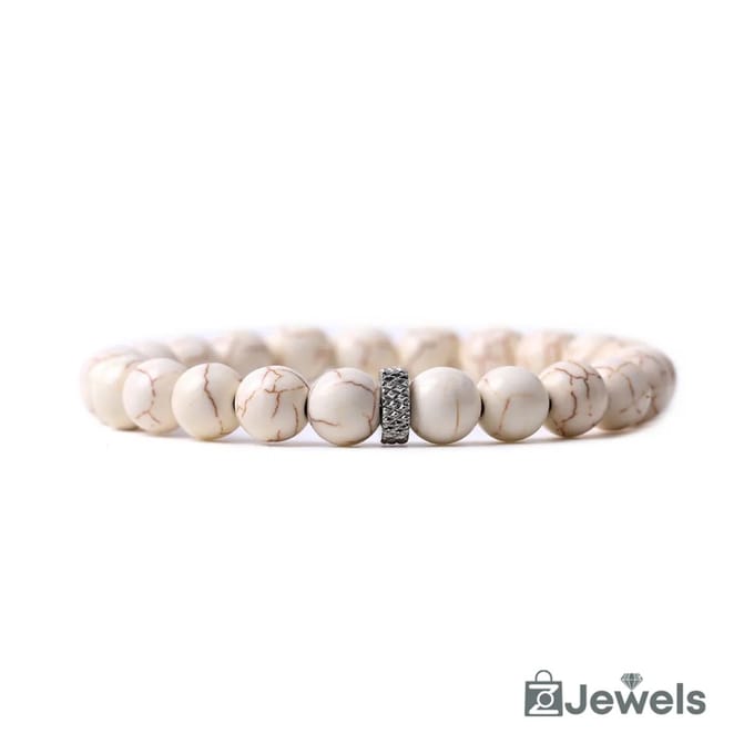OZ Jewels - White Turquoise Kralenarmband - Elastisch - Natuursteen