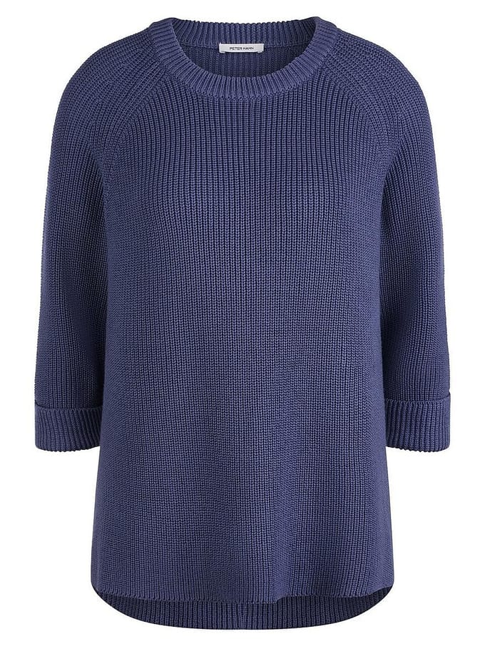 Lange trui 100% SUPIMA®-coton Van Peter Hahn blauw