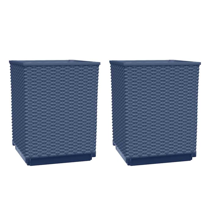 vidaXL - Plantenbakken - 2 - st - 30x30x37 - cm - polypropeen - blauwgrijs