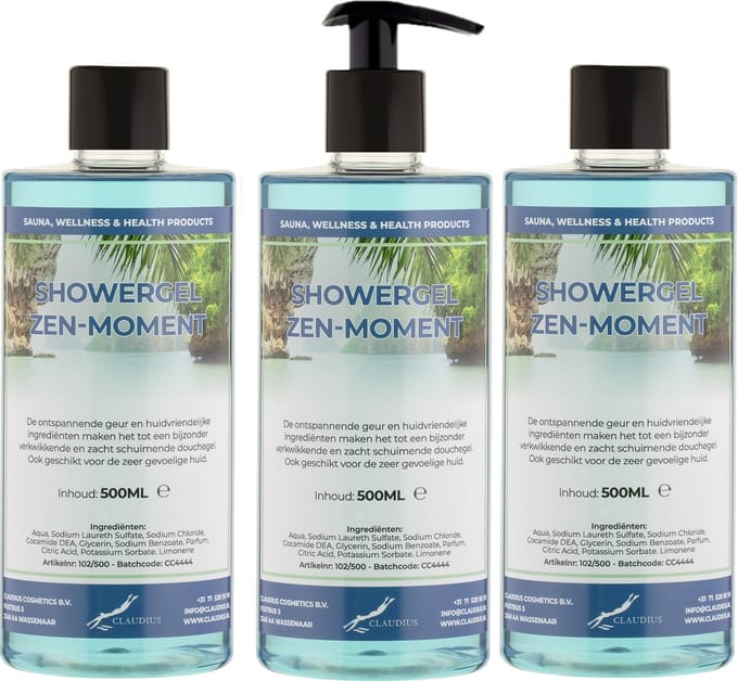 Douchegel Zen Moment 500 ml - set van 3 stuks - met gratis pomp - Showergel