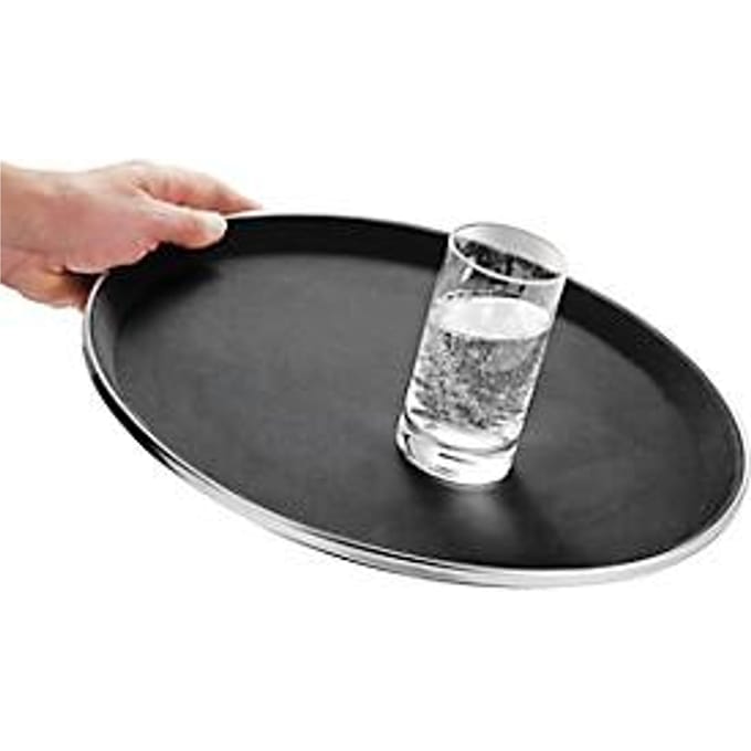Esmeyer® TENNESSEE antislip dienblad, rond, ø 355 mm, stapelbaar, glasvezel & rubber oppervlak, zwart