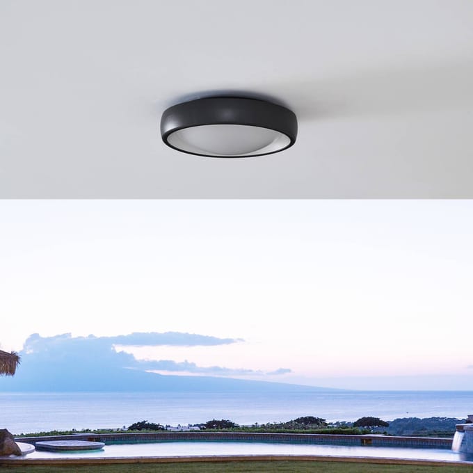 Lindby LED buiten plafondlamp Niniel, zwart, Ø 25 cm