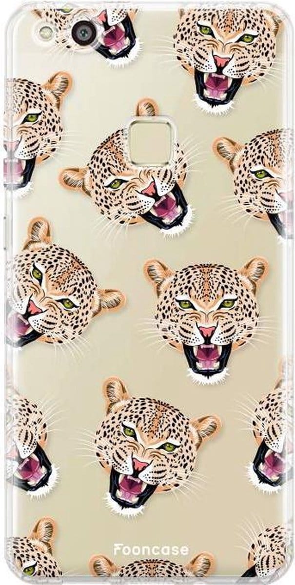 Fooncase Hoesje Geschikt voor Huawei P10 Lite - Shockproof Case - Back Cover / Soft Case - Cheeky Leopard / Luipaard hoofden