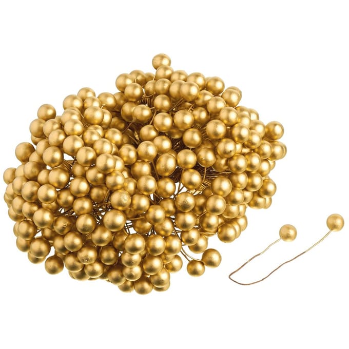 VBS Decoratieve bessen met draad "Ø 10 mm", 400 stuks - Goud