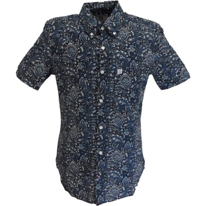 Lambretta Heren overhemd Paisley (Zwart/Grijs/Blauw)