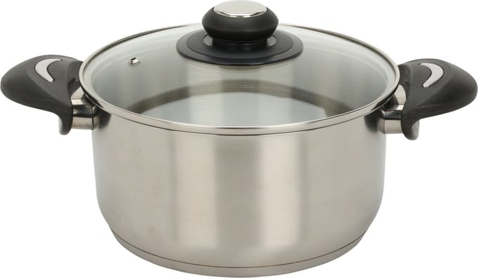 Excellent Houseware Kookpan met deksel - RVS/glas - 2.7L - D20 x H10.5 cm - alle warmtebronnen