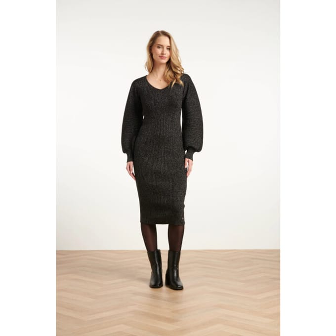 Smashed Lemon Dameslurex gebreide midi jurk |