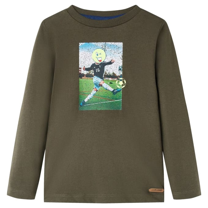 vidaXL - Kindershirt - met - lange - mouwen - 116 - kakikleurig