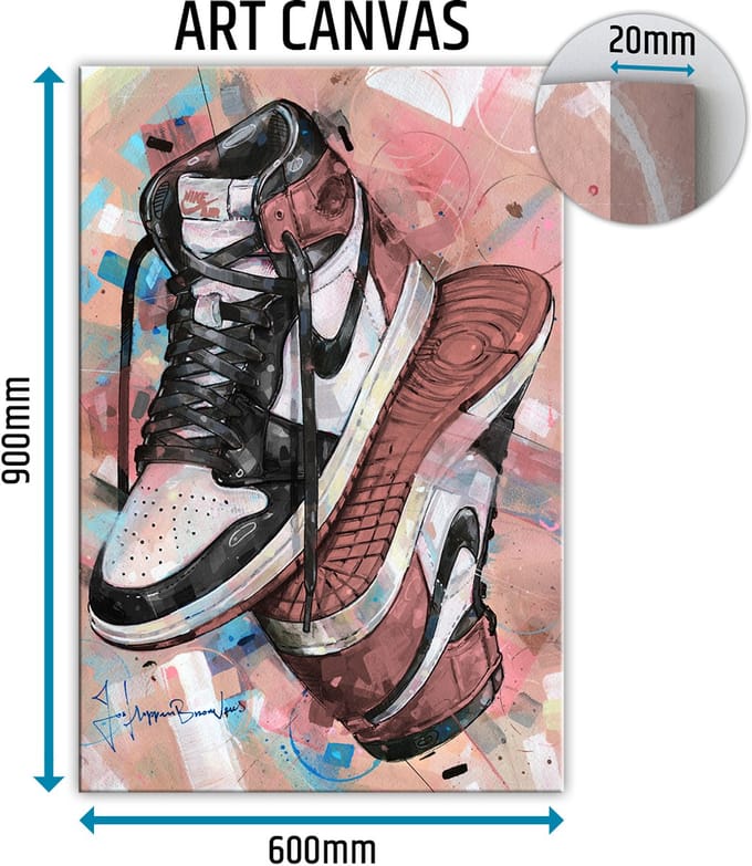 Sneaker canvas upside down rust pink 60x90 cm