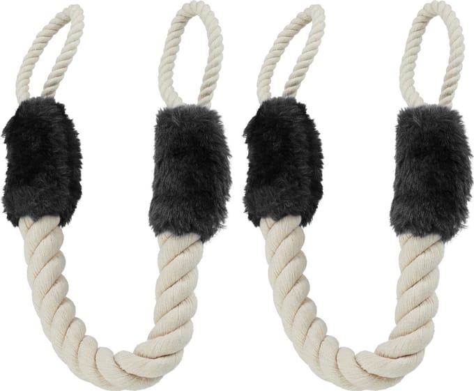 deurstopper deurklink - 60 cm - touw - beige-zwart